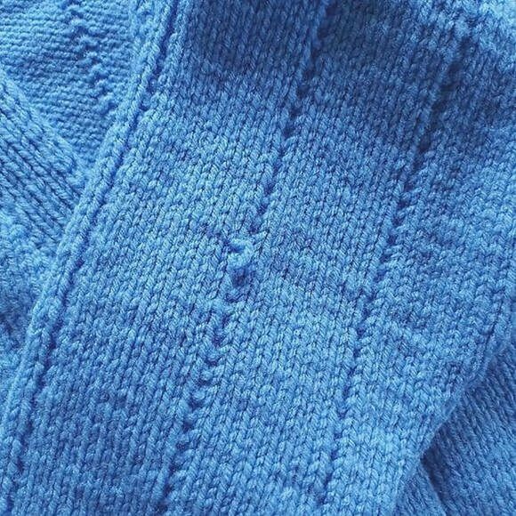 Vtg kids sky blue hand-knit grandpa sweater - Picture 8 of 9